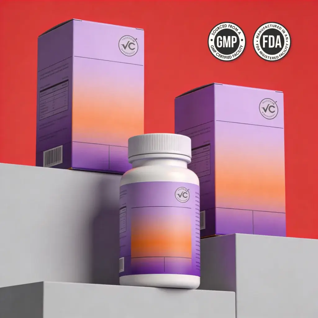 FDA-compliant supplement label and packaging design demonstrating regulatory accuracy and structured packaging layouts