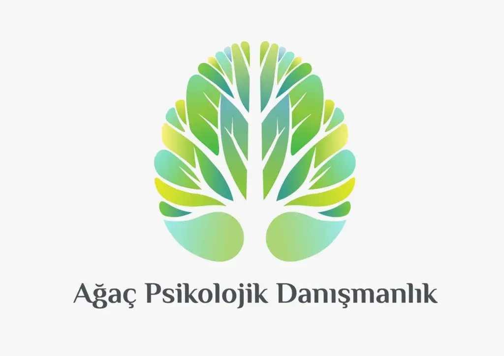 Ağaç Psikolojik Danışmanlık logo featuring stylized tree and brain shape with green and blue leaves