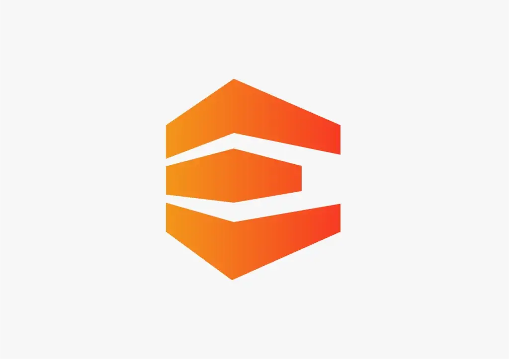 Logistics company logo with abstract geometric emblem in orange tones