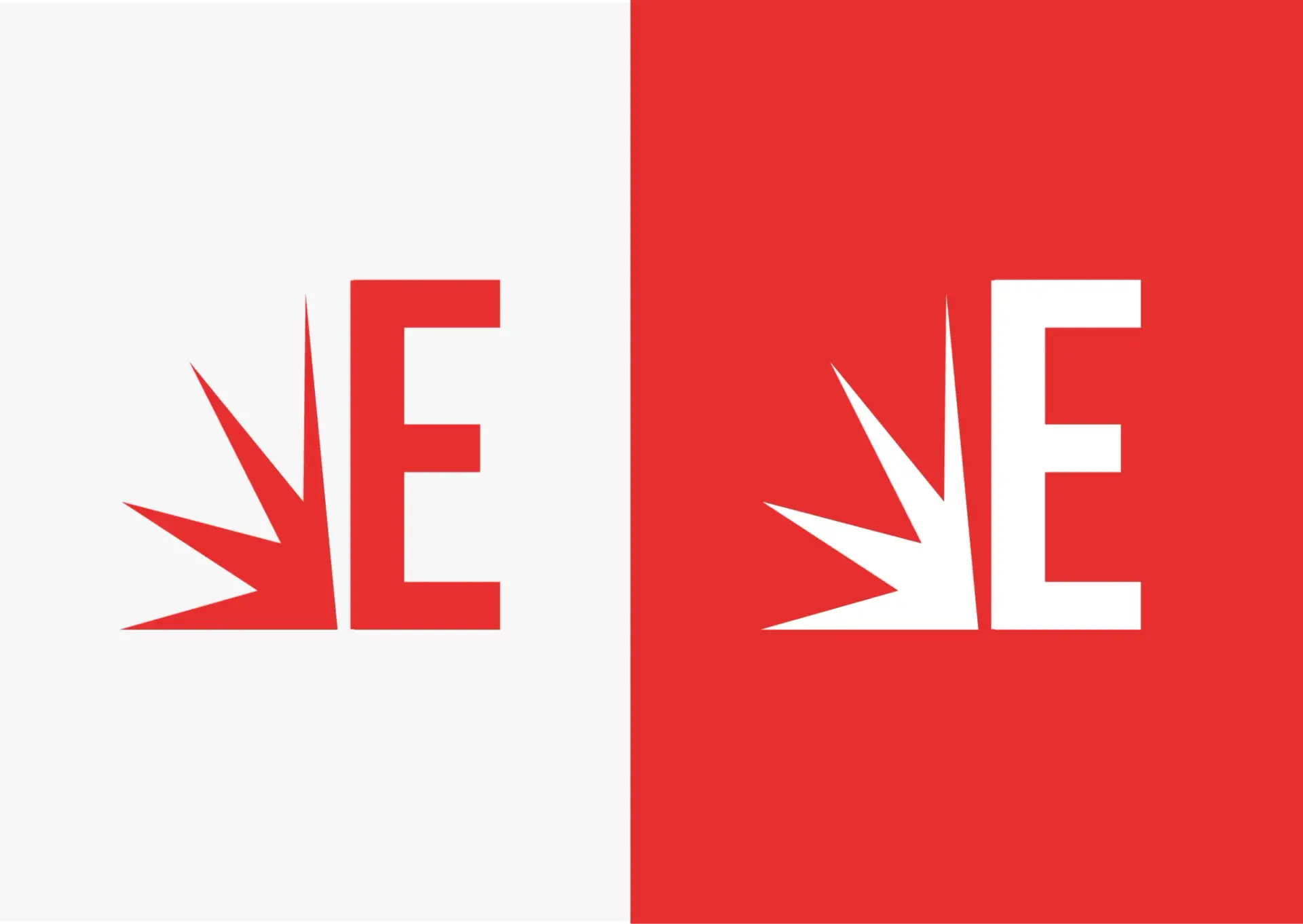 Modern digital magazine news channel logo featuring bold letter E with dynamic burst design