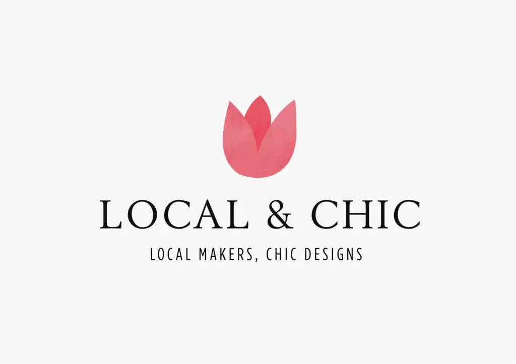 Local & Chic logo featuring minimalist pink tulip icon and elegant typography