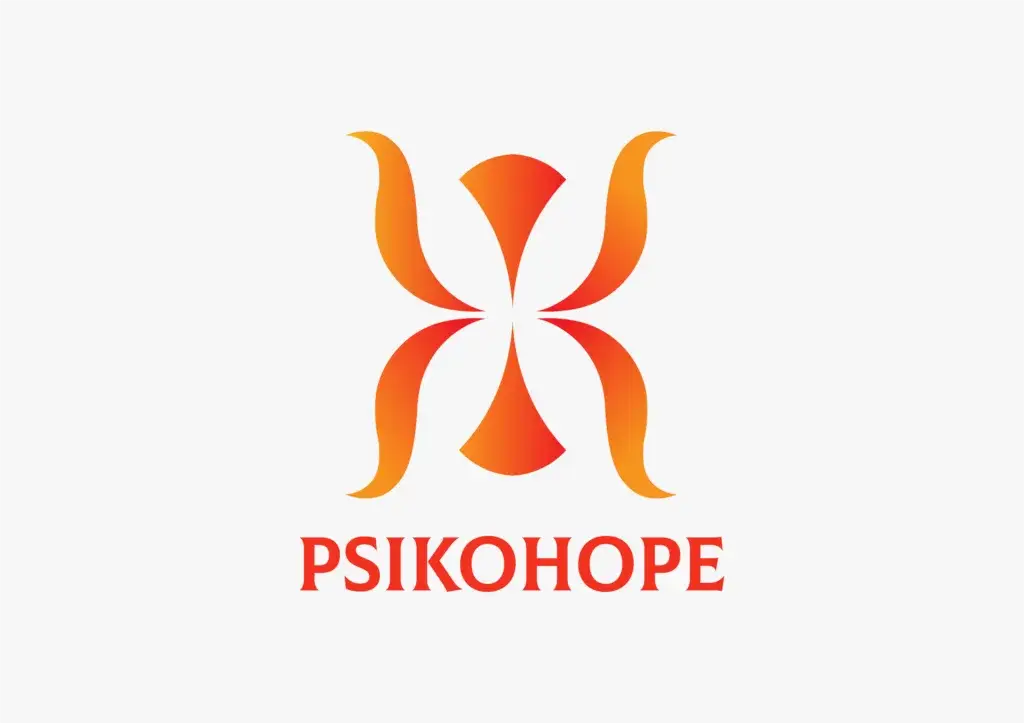Psikohope mental health and psychology brand logo with abstract symmetrical symbol