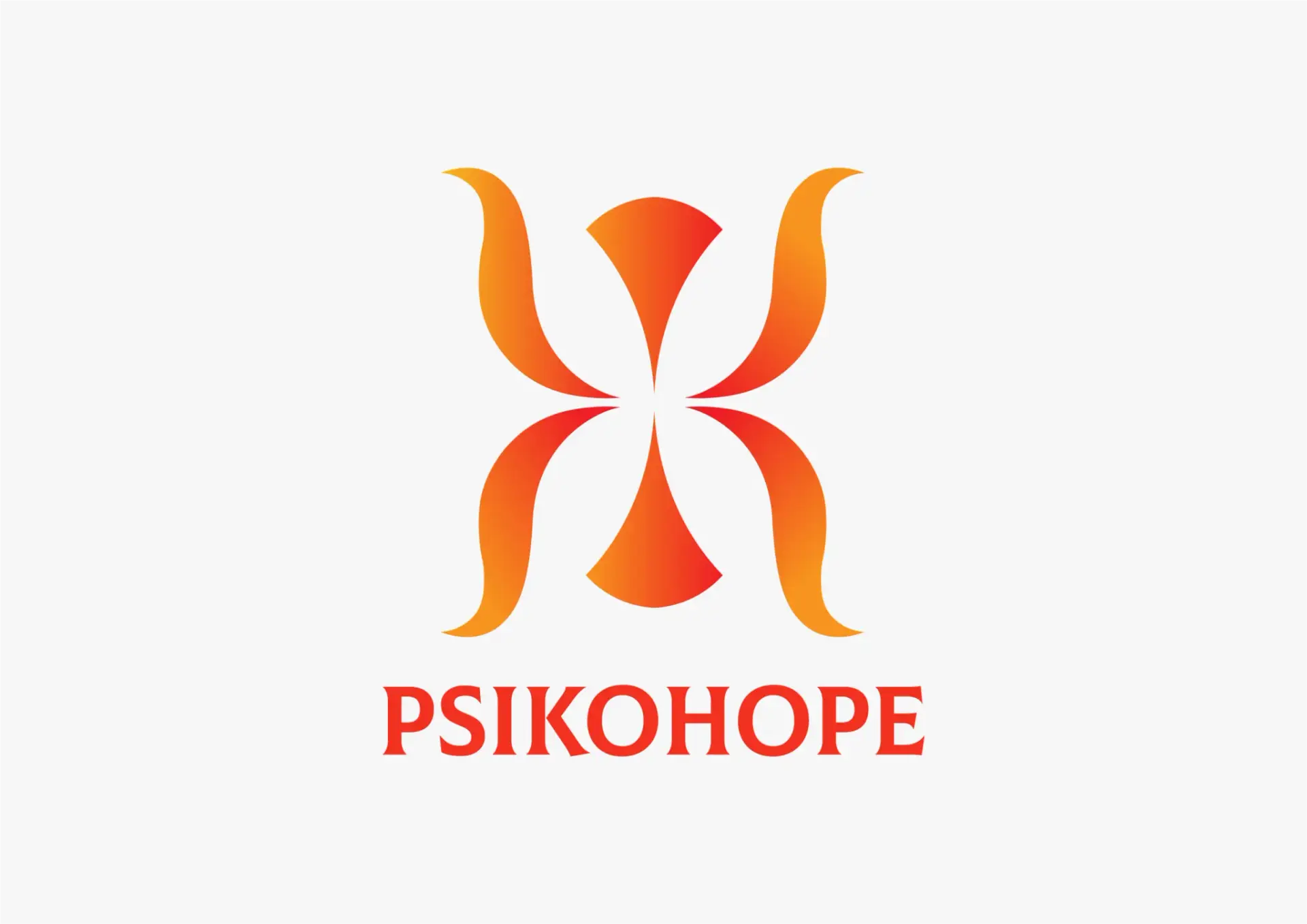 Psikohope mental health and psychology brand logo with abstract symmetrical symbol