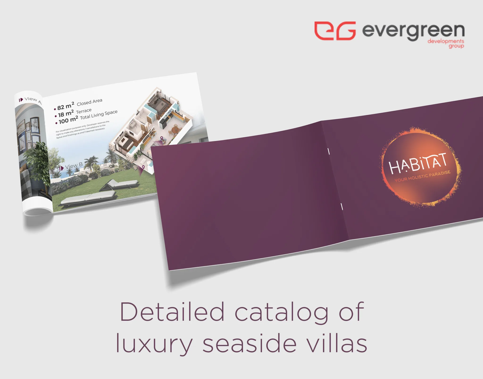 Detailed catalog cover of luxury seaside villas