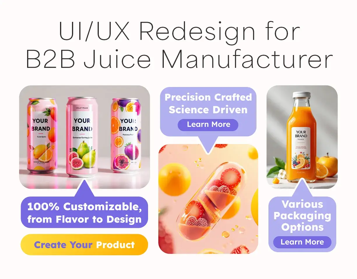 Fresh and modern UI design for a B2B Juice Manufacturer