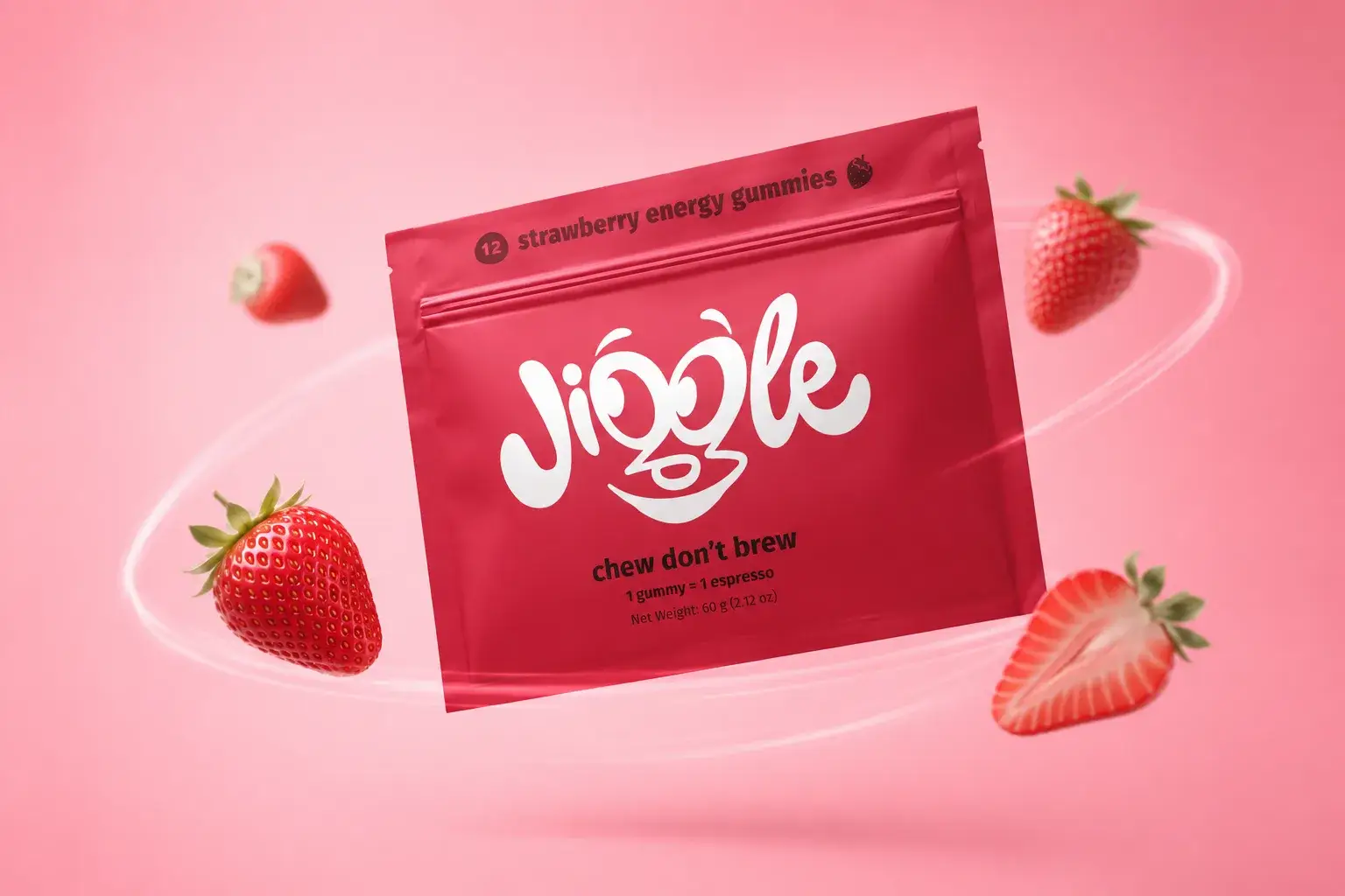 Jiggle caffeine gummies pouch packaging design